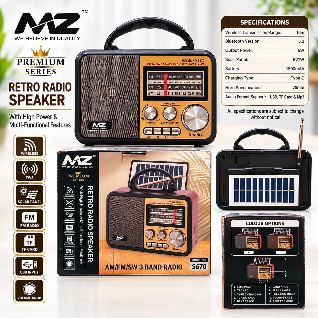 MZ Premium Series Retro Radio Speaker – S670